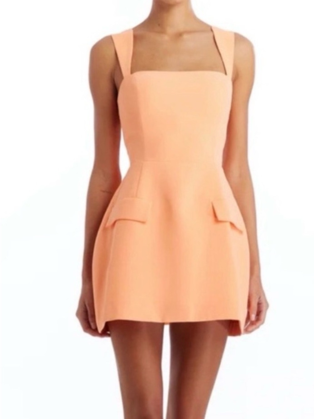 Amanda Uprichard Peach Square-Neck Mini Dress